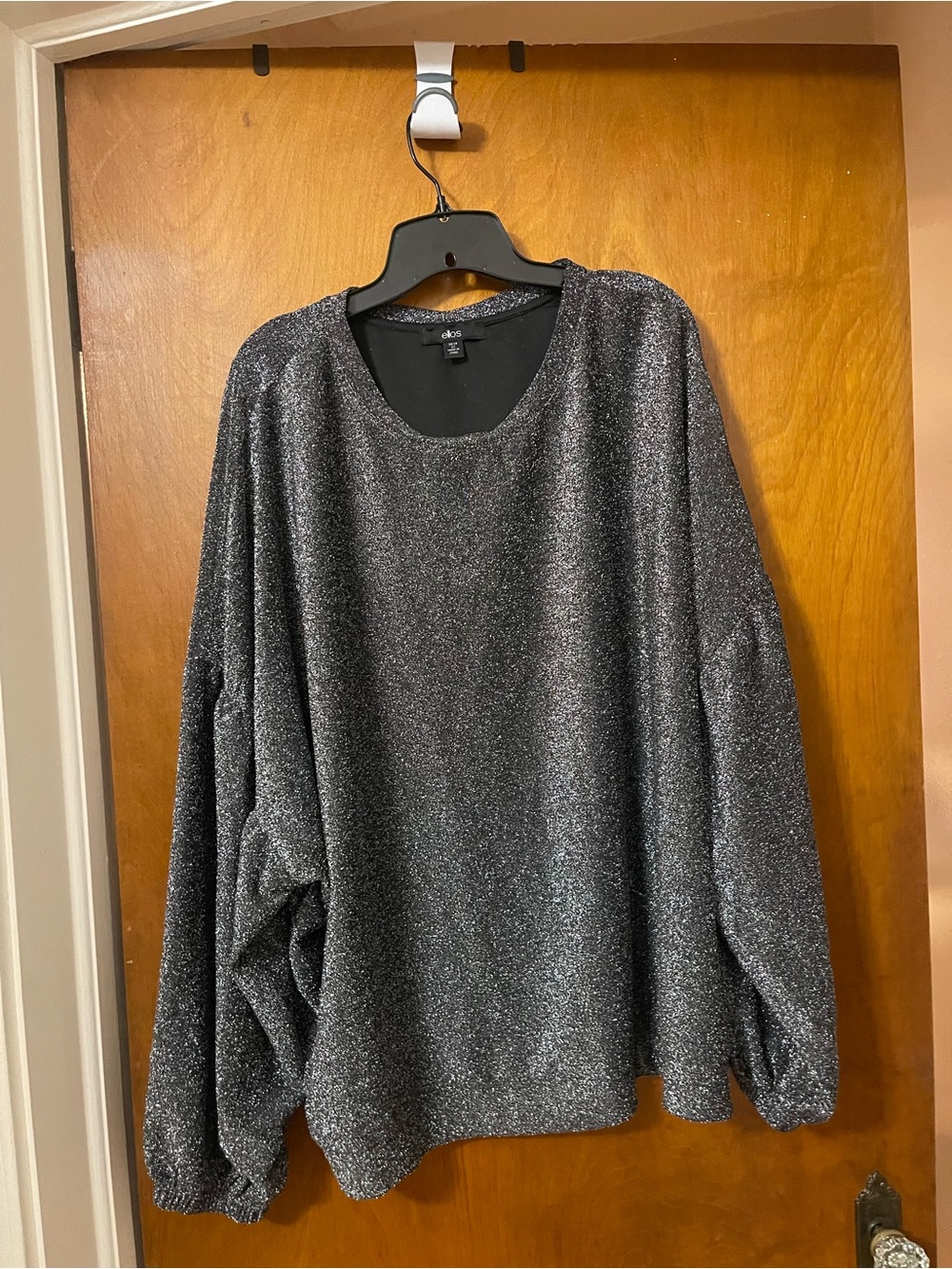 ellos Metallic Charcoal Crewneck Sweater
